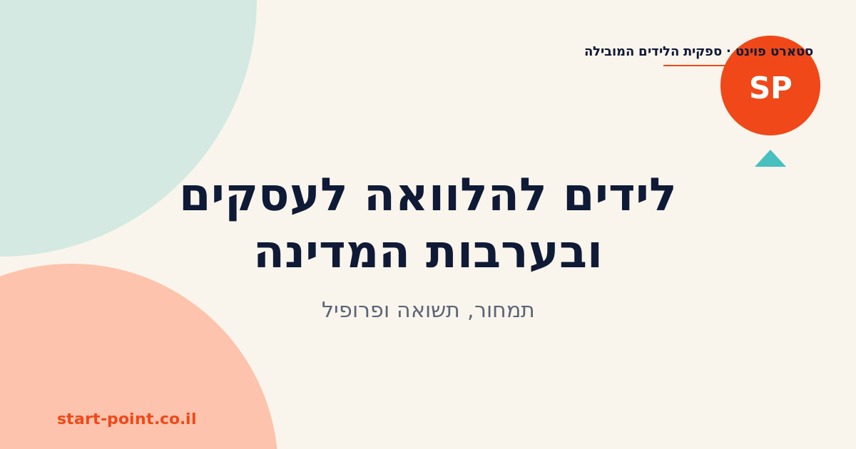 לידים להלוואה לעסקים ובערבות המדינה: תמחור, תשואה ופרופיל